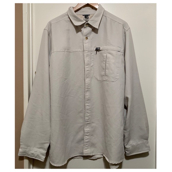 The North Face Mens Long Sleeve Button Beige Shirt - Picture 1 of 10